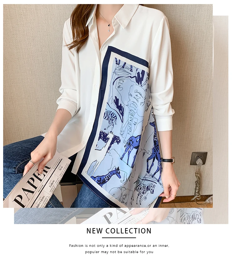 New Spring Women Blouses Fashion elegant ladies printed shirts Long Sleeve Tops Blusas Mujer