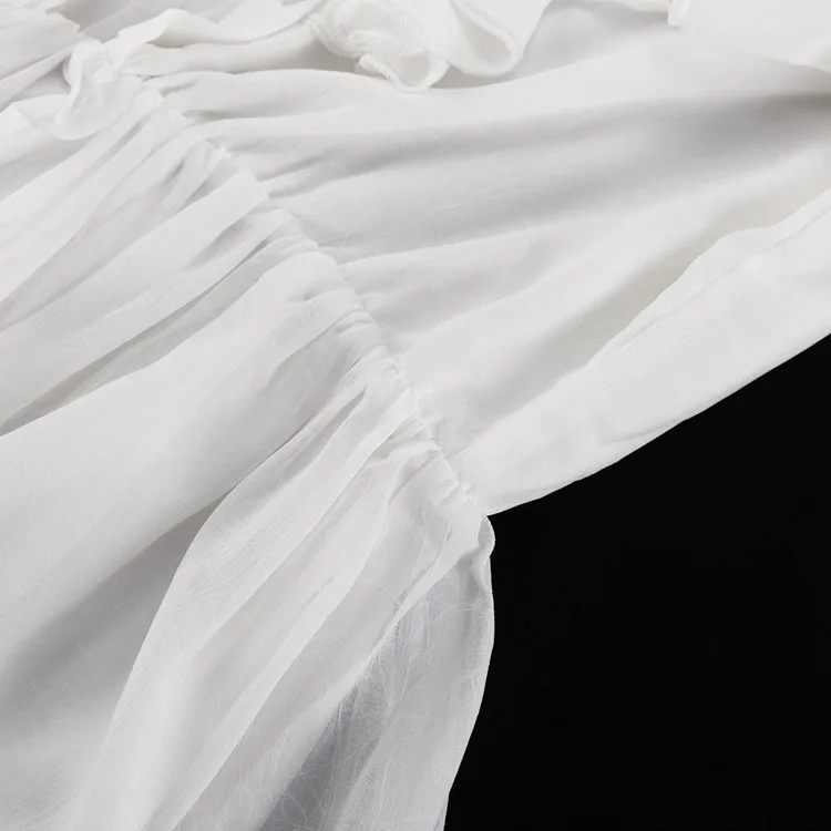 Tossy White Elegant Ruffled Mini Dress For Women Patchwork High Waist Long Sleeve See-Through Party Dress Female Spring Dress