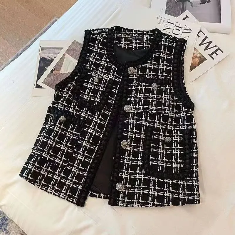 Women's Woven Vest Lattice Waistcoat Autumn