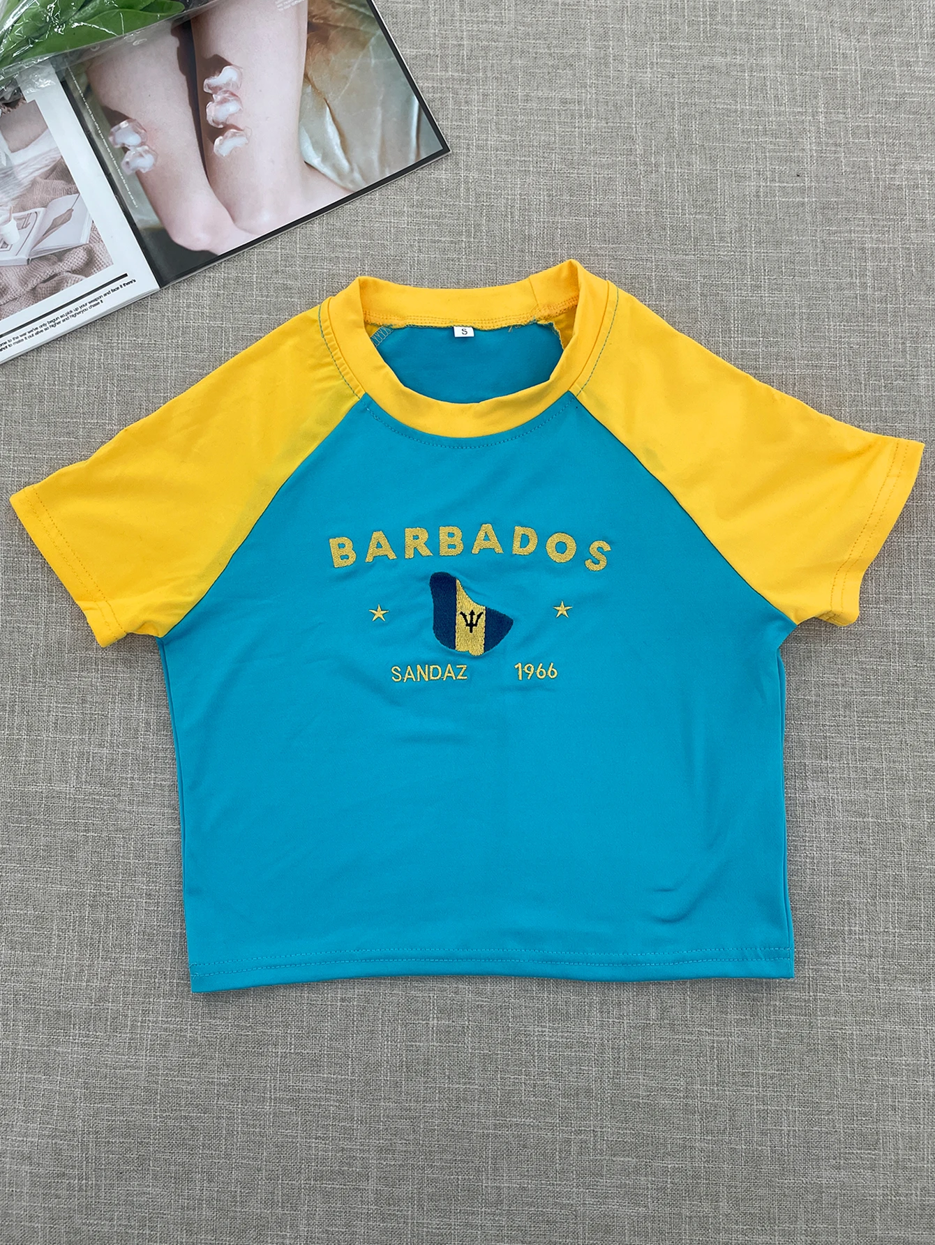 Y2k Sexy Club Party Patchwork Tees Embroidery Letter Summer Short Sleeve Women's Corset Barbados 2000s T-shirt Vintage Crop Tops