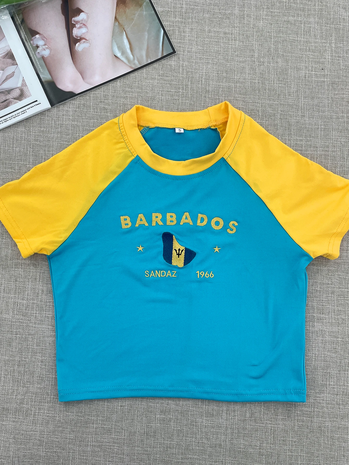 Y2k Sexy Club Party Patchwork Tees Embroidery Letter Summer Short Sleeve Women's Corset Barbados 2000s T-shirt Vintage Crop Tops