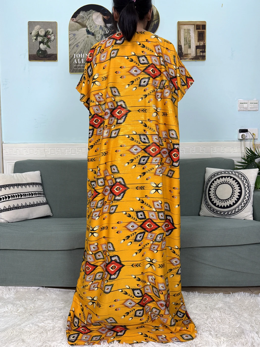 Abayas For Women 2025 New Print Floral Polyester New Kanga Clothing Loose Femme Robe African Ngeria Dresses With Hijabs Scarf