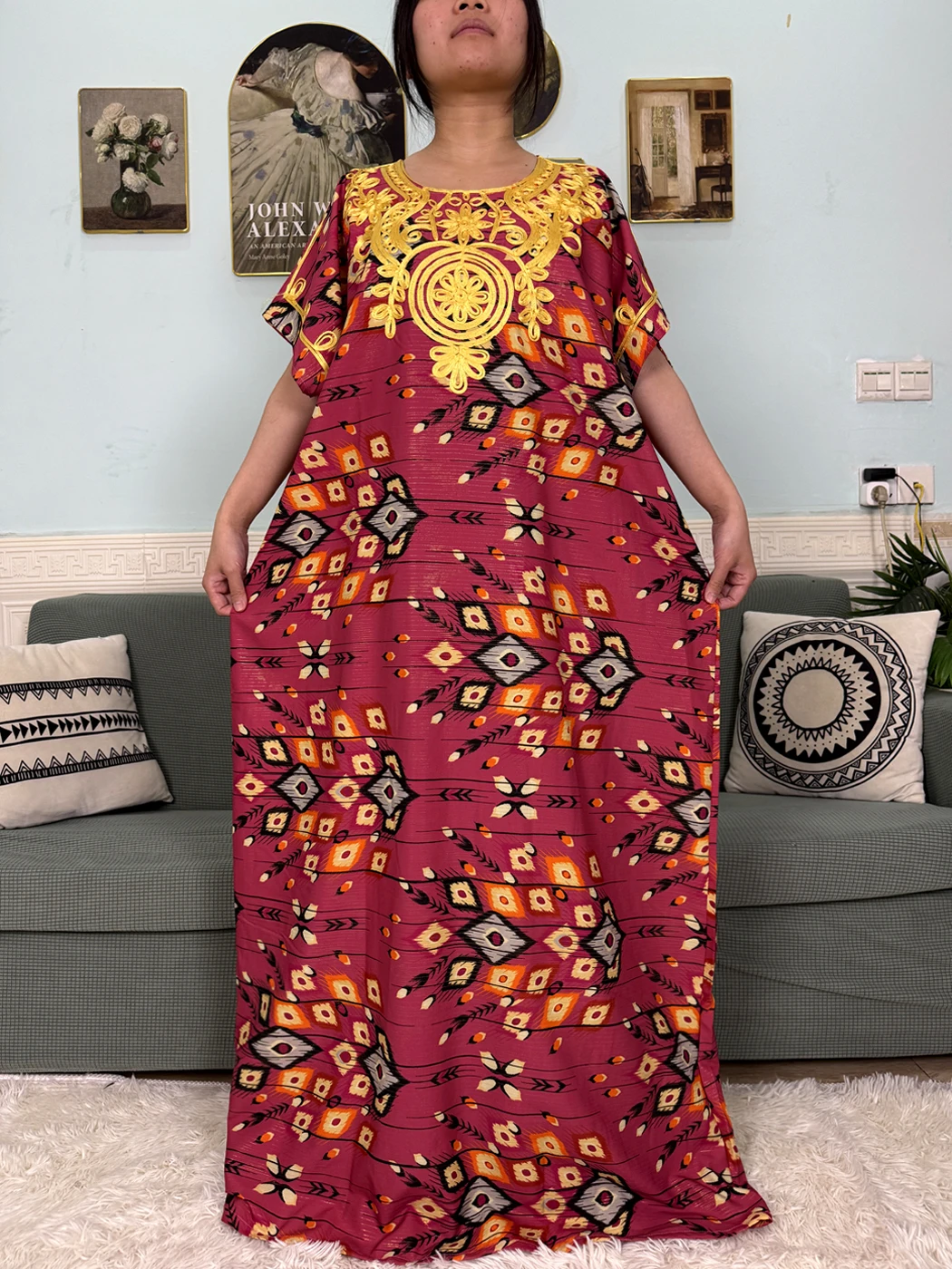 Abayas For Women 2025 New Print Floral Polyester New Kanga Clothing Loose Femme Robe African Ngeria Dresses With Hijabs Scarf