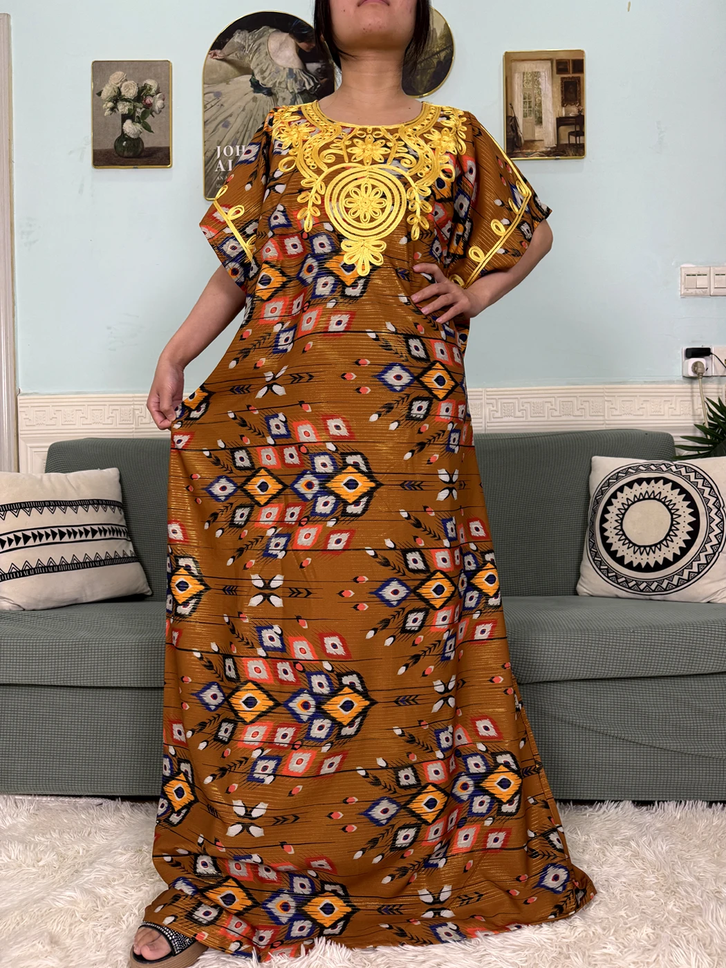 Abayas For Women 2025 New Print Floral Polyester New Kanga Clothing Loose Femme Robe African Ngeria Dresses With Hijabs Scarf