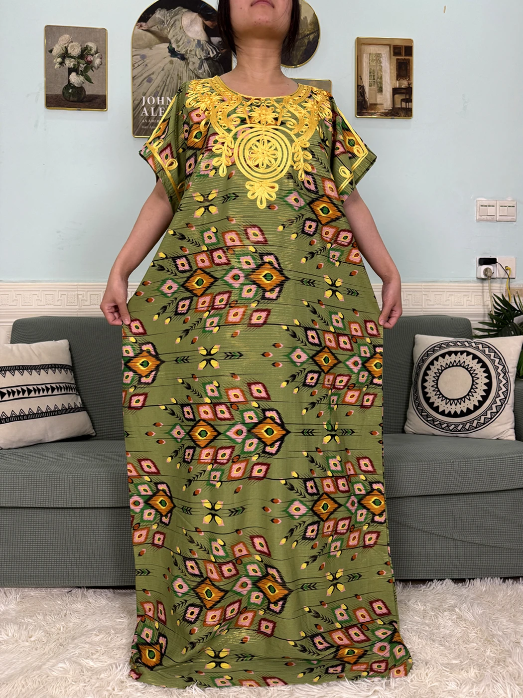 Abayas For Women 2025 New Print Floral Polyester New Kanga Clothing Loose Femme Robe African Ngeria Dresses With Hijabs Scarf