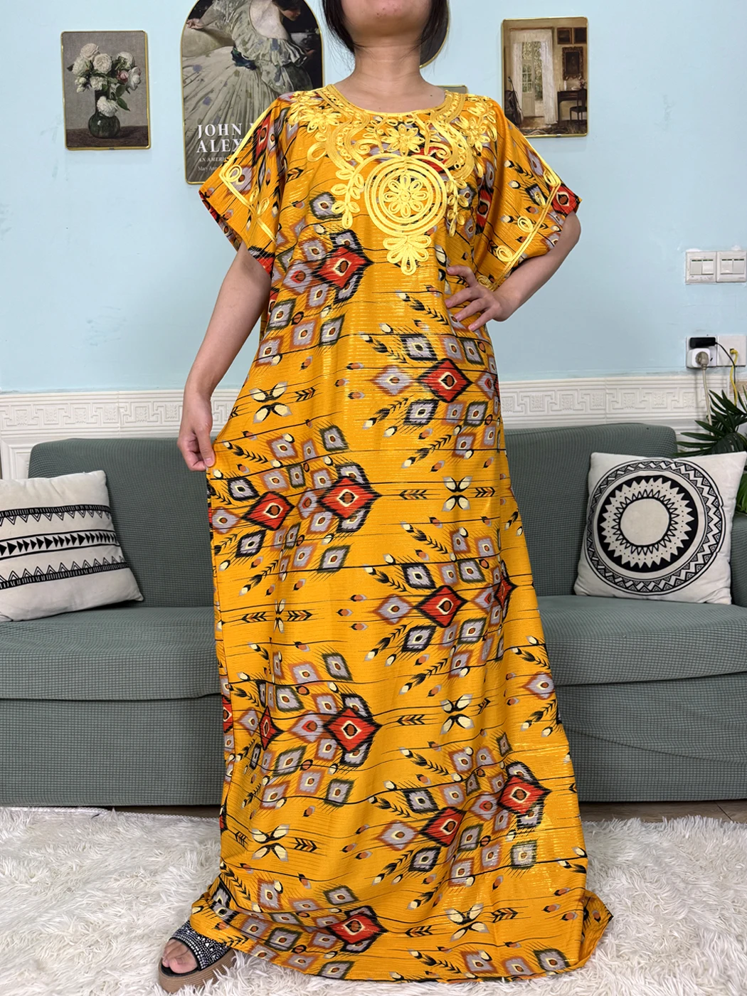 Abayas For Women 2025 New Print Floral Polyester New Kanga Clothing Loose Femme Robe African Ngeria Dresses With Hijabs Scarf