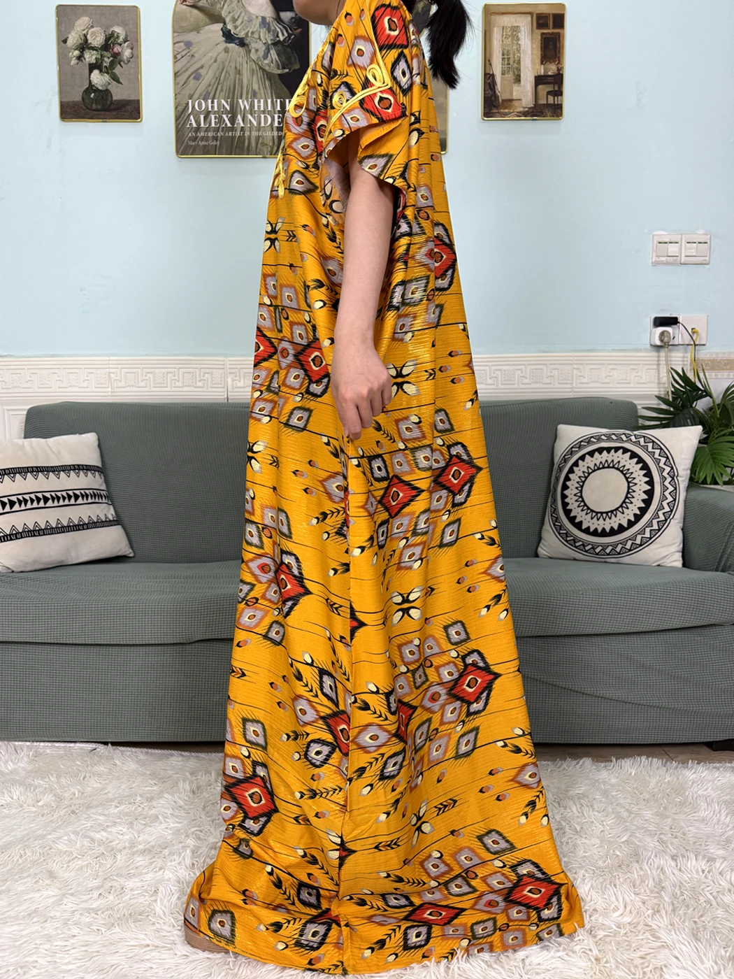 Abayas For Women 2025 New Print Floral Polyester New Kanga Clothing Loose Femme Robe African Ngeria Dresses With Hijabs Scarf