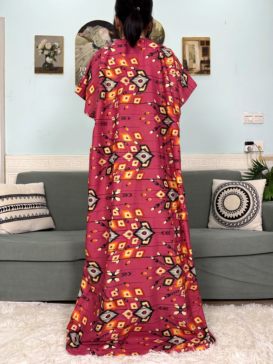 Abayas For Women 2025 New Print Floral Polyester New Kanga Clothing Loose Femme Robe African Ngeria Dresses With Hijabs Scarf