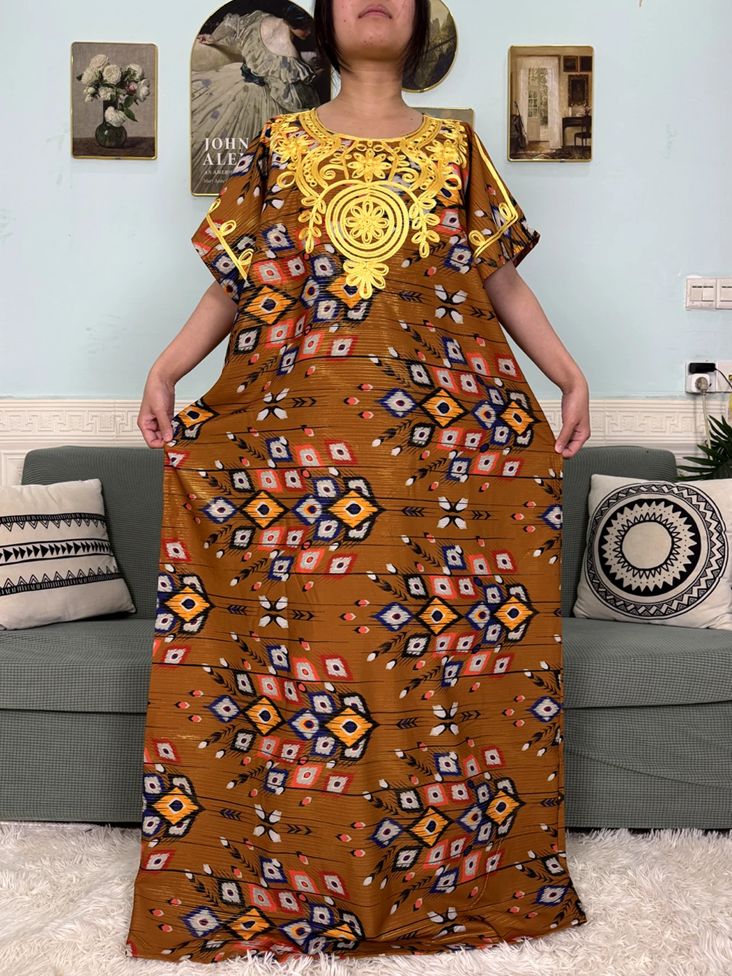 Abayas For Women 2025 New Print Floral Polyester New Kanga Clothing Loose Femme Robe African Ngeria Dresses With Hijabs Scarf