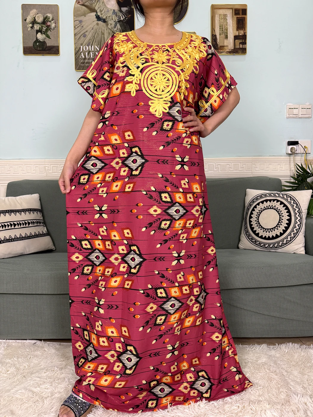Abayas For Women 2025 New Print Floral Polyester New Kanga Clothing Loose Femme Robe African Ngeria Dresses With Hijabs Scarf