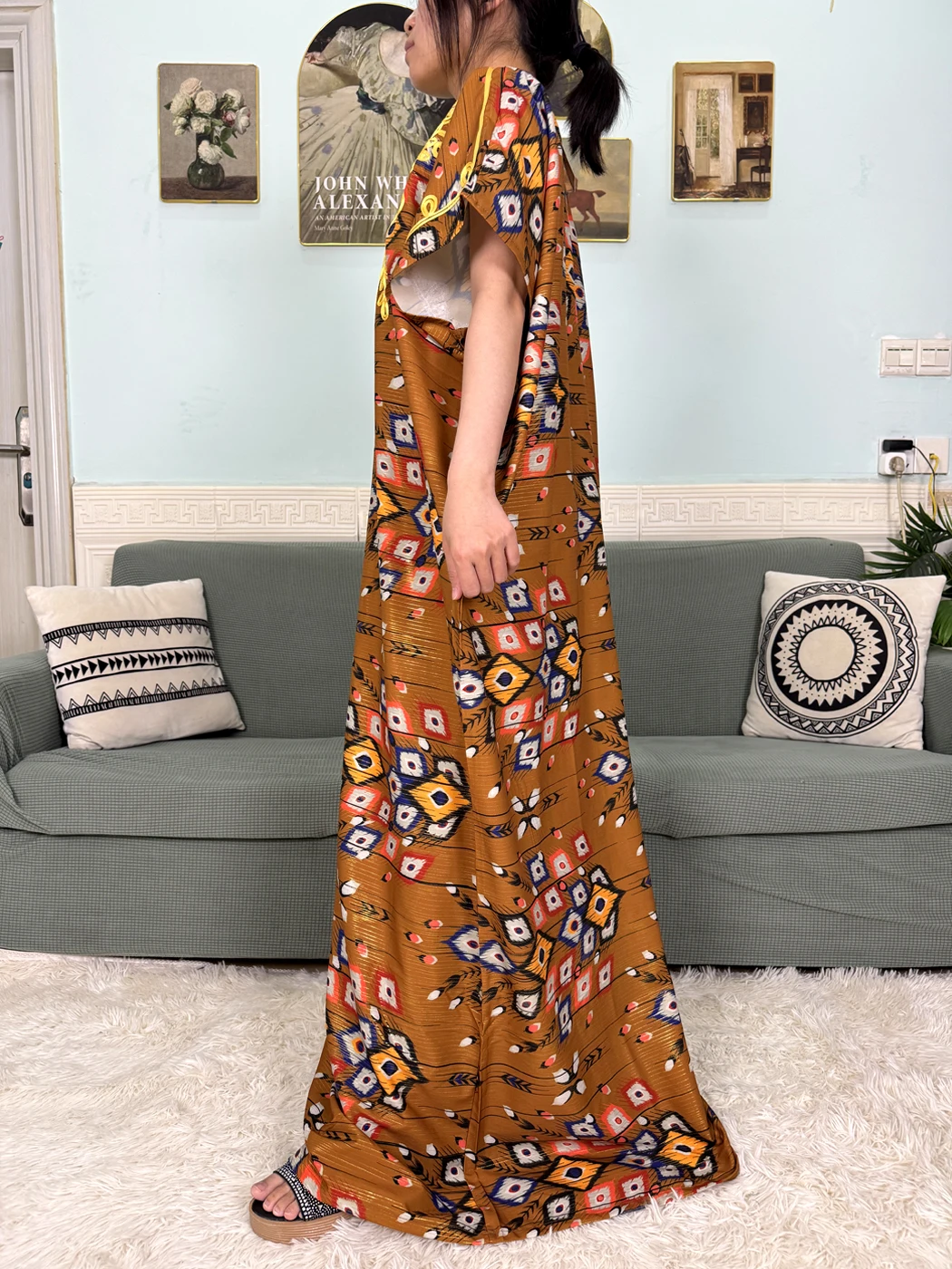 Abayas For Women 2025 New Print Floral Polyester New Kanga Clothing Loose Femme Robe African Ngeria Dresses With Hijabs Scarf