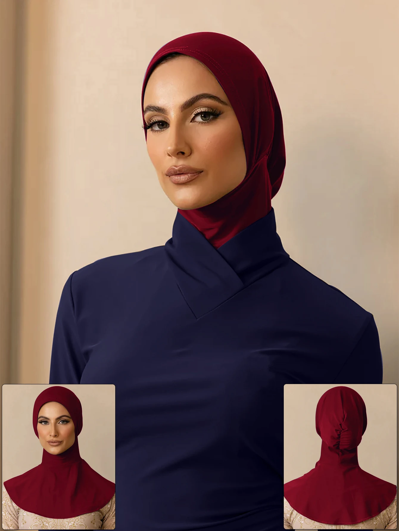 Summer Muslim Bath Swim Hijab Women Swimming Instant Turban, Extended Neck Design, Quick Drying