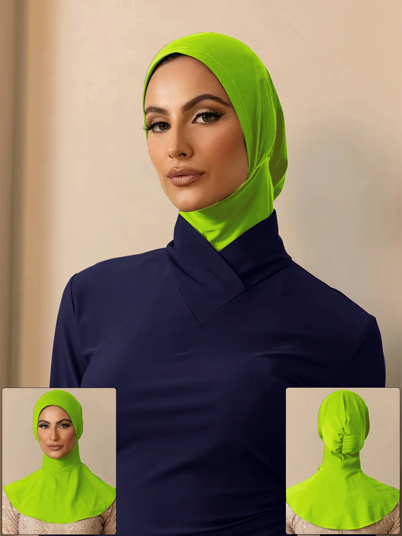 Summer Muslim Bath Swim Hijab Women Swimming Instant Turban, Extended Neck Design, Quick Drying