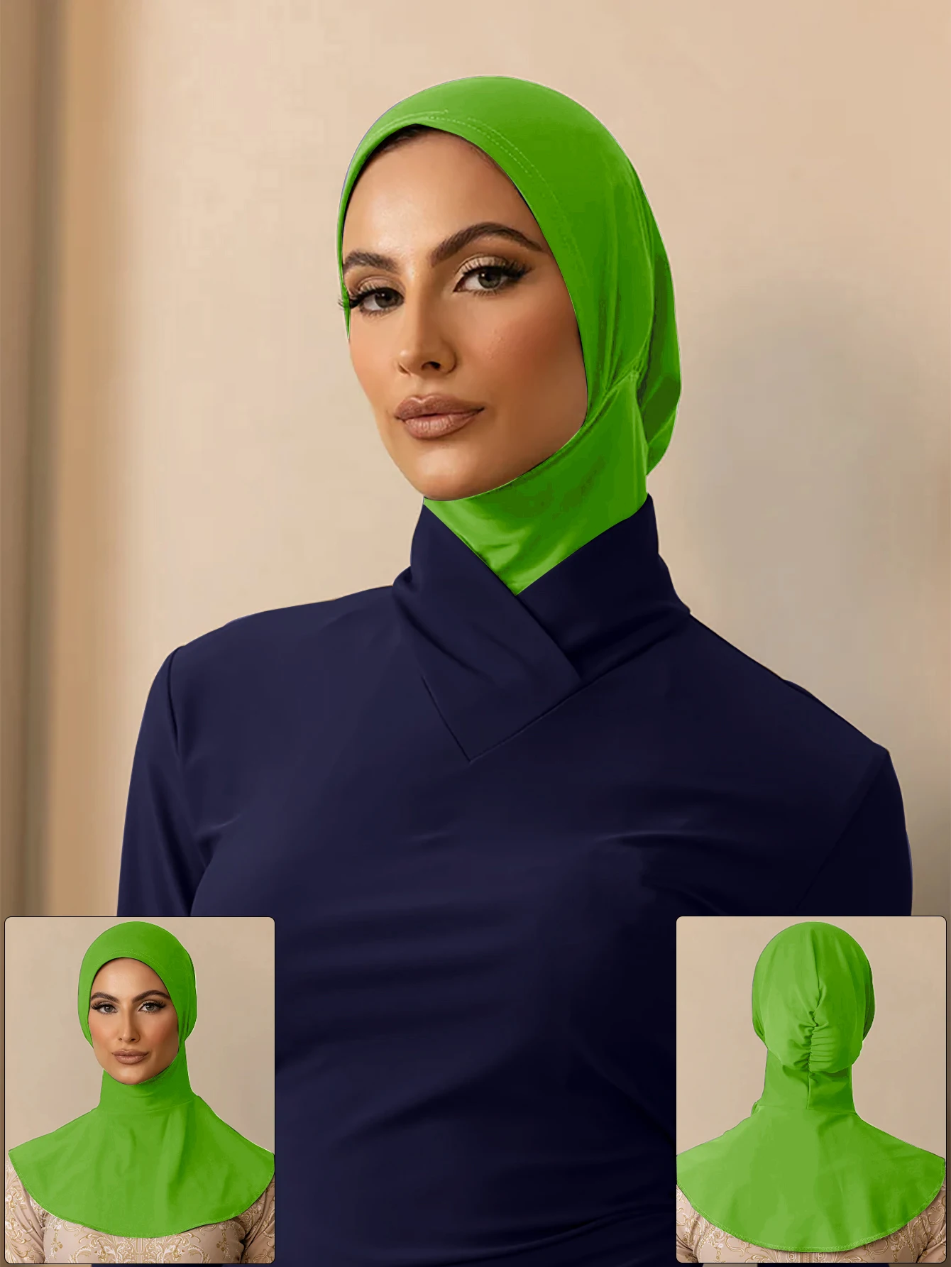 Summer Muslim Bath Swim Hijab Women Swimming Instant Turban, Extended Neck Design, Quick Drying