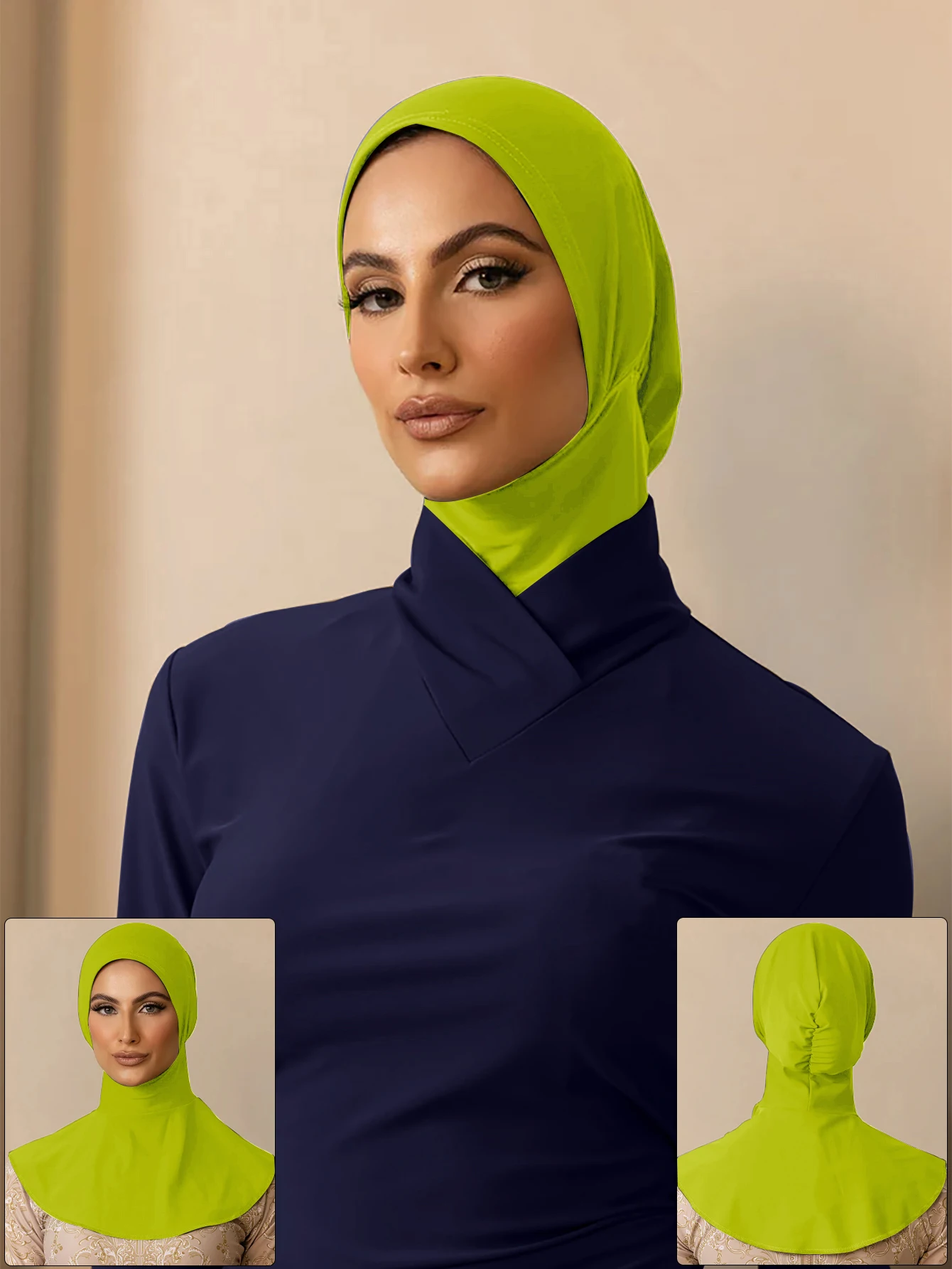 Summer Muslim Bath Swim Hijab Women Swimming Instant Turban, Extended Neck Design, Quick Drying