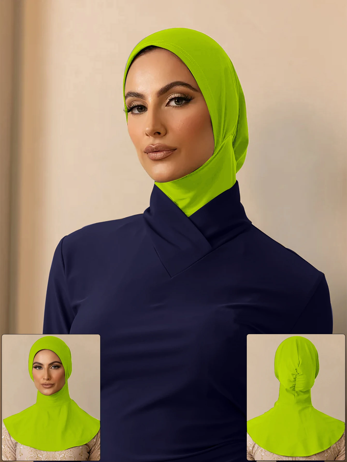 Summer Muslim Bath Swim Hijab Women Swimming Instant Turban, Extended Neck Design, Quick Drying