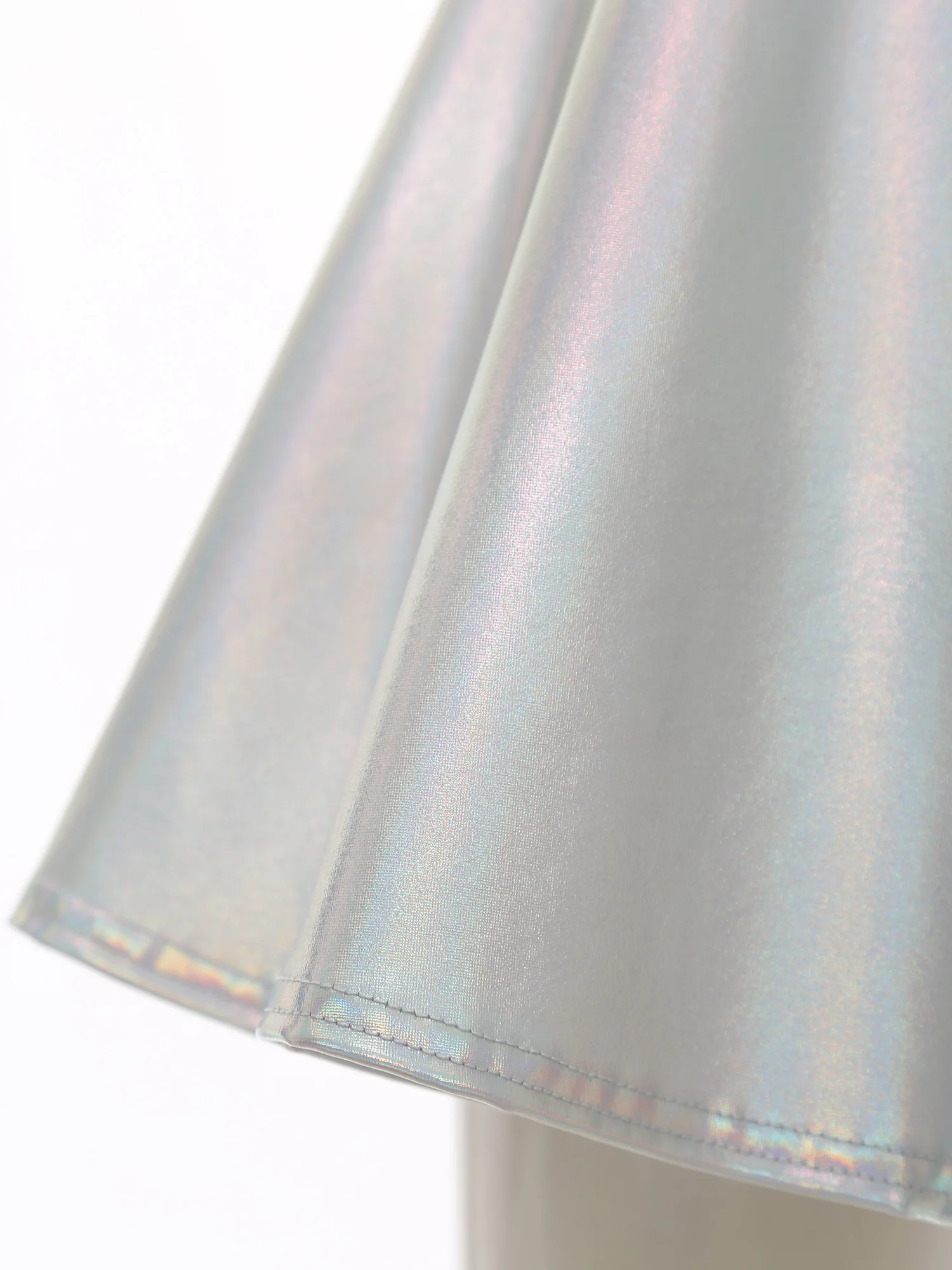 Womens Cocktail Dress Shiny Metallic Dress Alien Space Cap Sleeve High Waist A-line Dress for Halloween Party High Street Dress