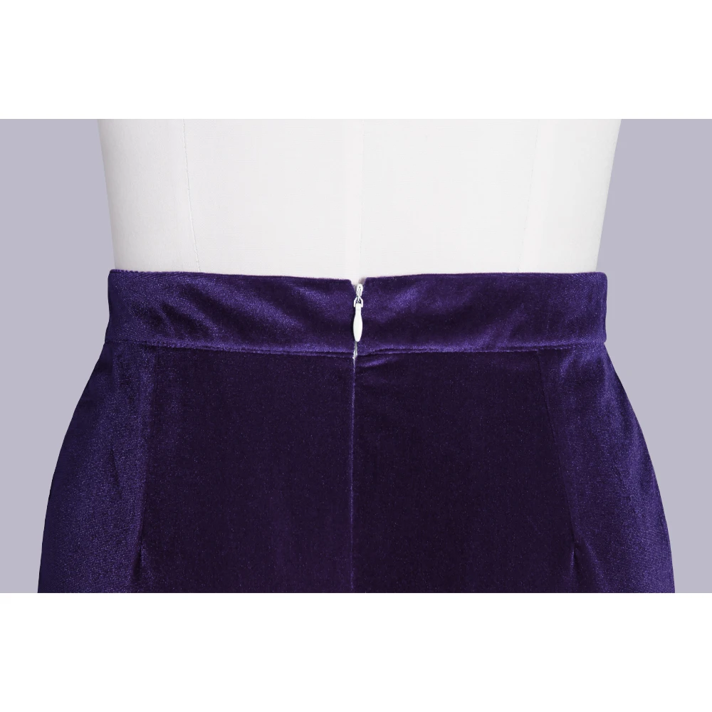 SISHION Purple Black Autumn Winter Women Skirt Stretch Bodycon Straight Casual Work OL Office Pencil Velvet Sexy Skirts SS0028