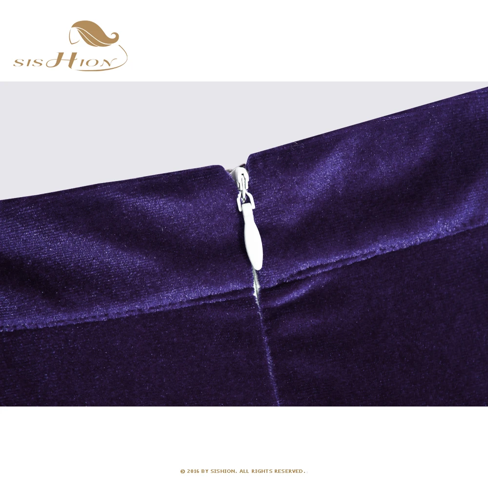 SISHION Purple Black Autumn Winter Women Skirt Stretch Bodycon Straight Casual Work OL Office Pencil Velvet Sexy Skirts SS0028