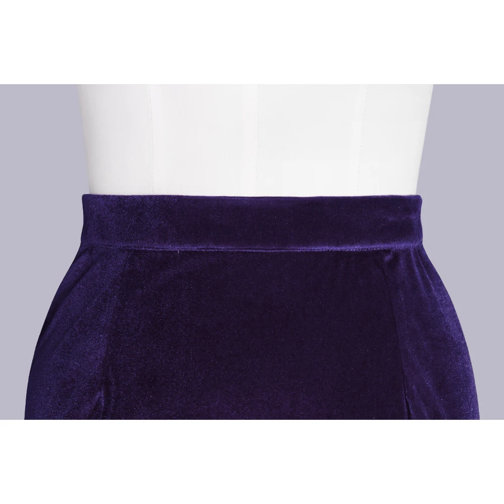 SISHION Purple Black Autumn Winter Women Skirt Stretch Bodycon Straight Casual Work OL Office Pencil Velvet Sexy Skirts SS0028
