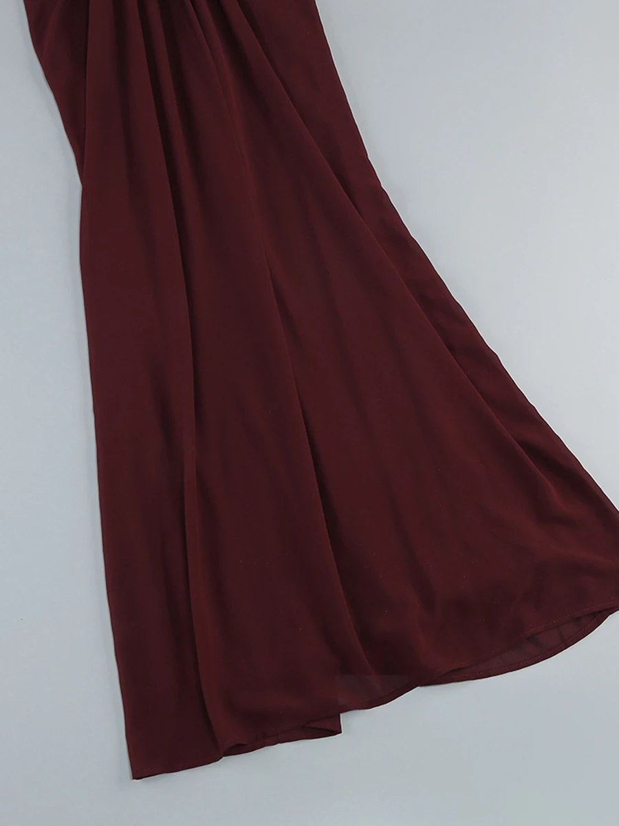 TWOTWINSTYLE Hit Color Spliced Folds Slimming Dresses For Women Square Neck Sleeveless High Waist Temperament Dress Female New