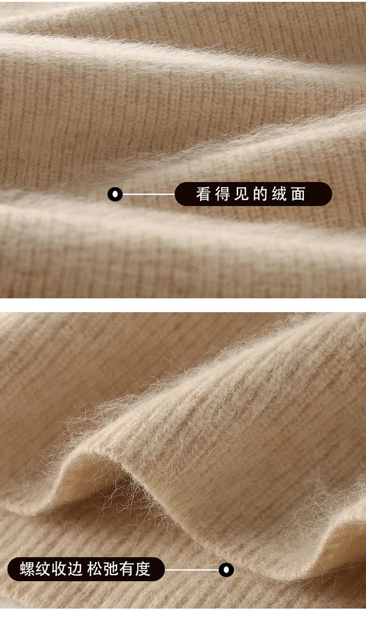 100% Pure Mink Cashmere Sweater Ladies V-Neck Thick Knit Pullover Casual Loose Long-Sleeved Blouse Autumn New Large Size Shirt