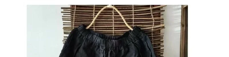 2025 New Spring Elastic Waist Ankle Length Wide Legs Pants Women Fashion Loose Cotton Ramie Trousers Casual Womens Clothing