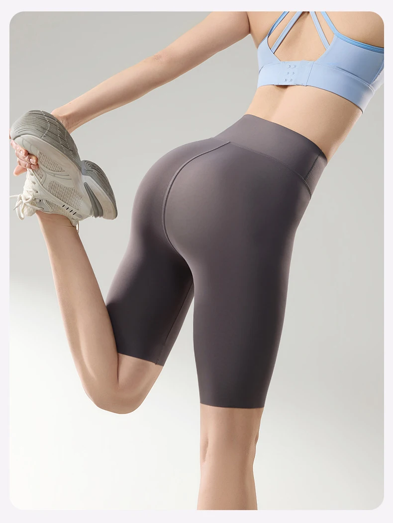 BIVIGAOS Summer Thin Sunscreen Sharkskin Cycling Shorts Women Multi Color Stretch Tight Slim Fitness Bicycle Knee Length Shorts