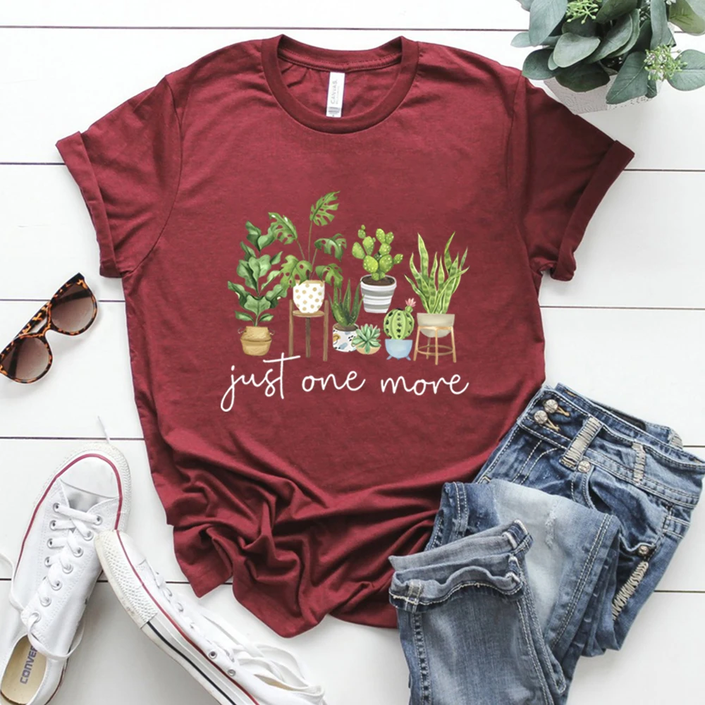 Just One More T Shirt Plant Lady Tshirt Crazy Plant Women Shirts Gardening Tee Women Short Sleeves Top Plant Lover Gift