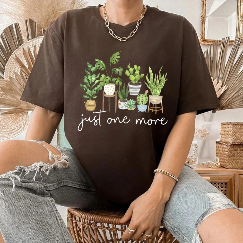 Just One More T Shirt Plant Lady Tshirt Crazy Plant Women Shirts Gardening Tee Women Short Sleeves Top Plant Lover Gift