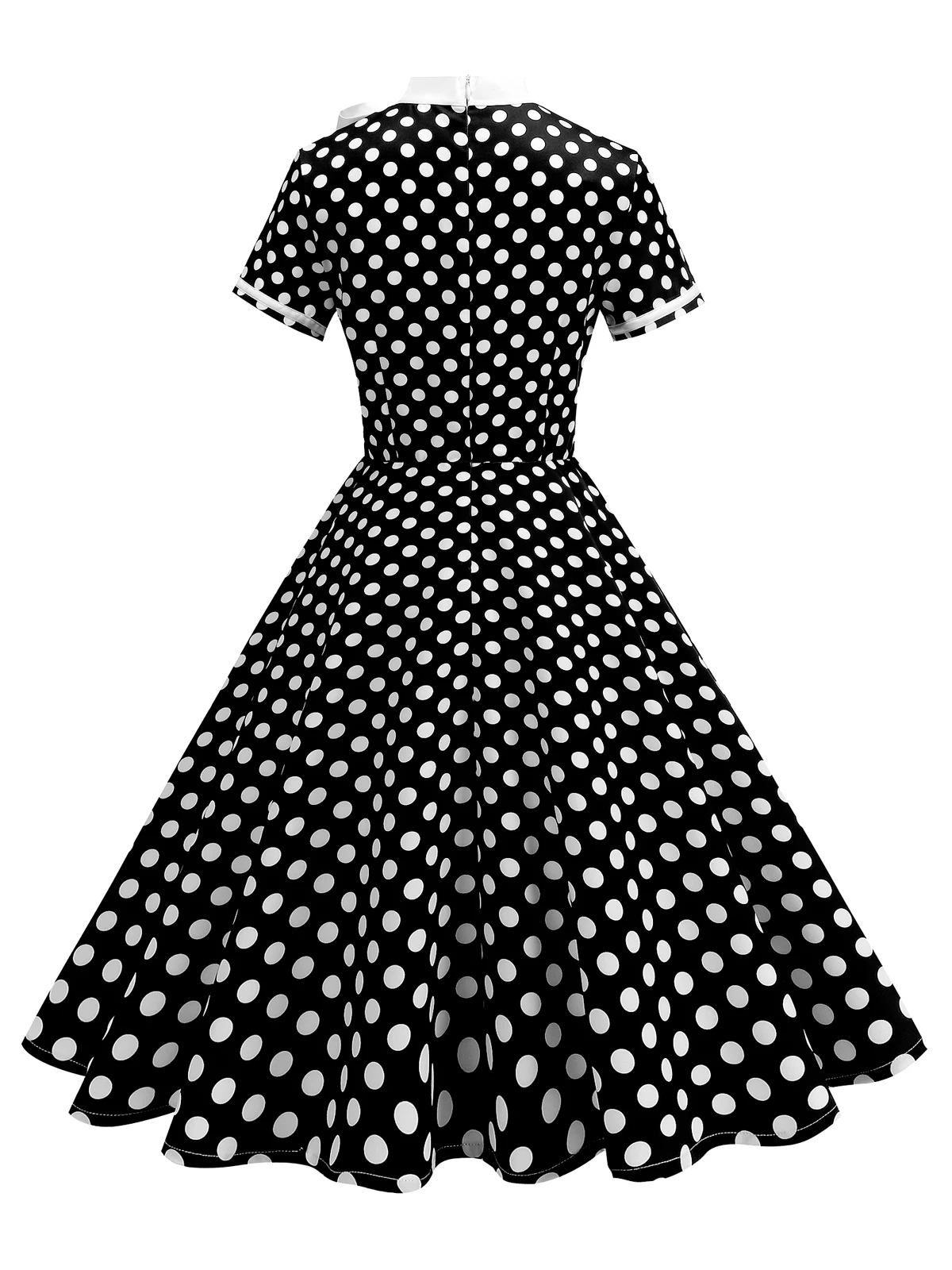 Tonval 1950s Vintage Party Birthday Dress Summer Clothing for Women Bow Neck Polka Dot Print Midi Swing Dresses