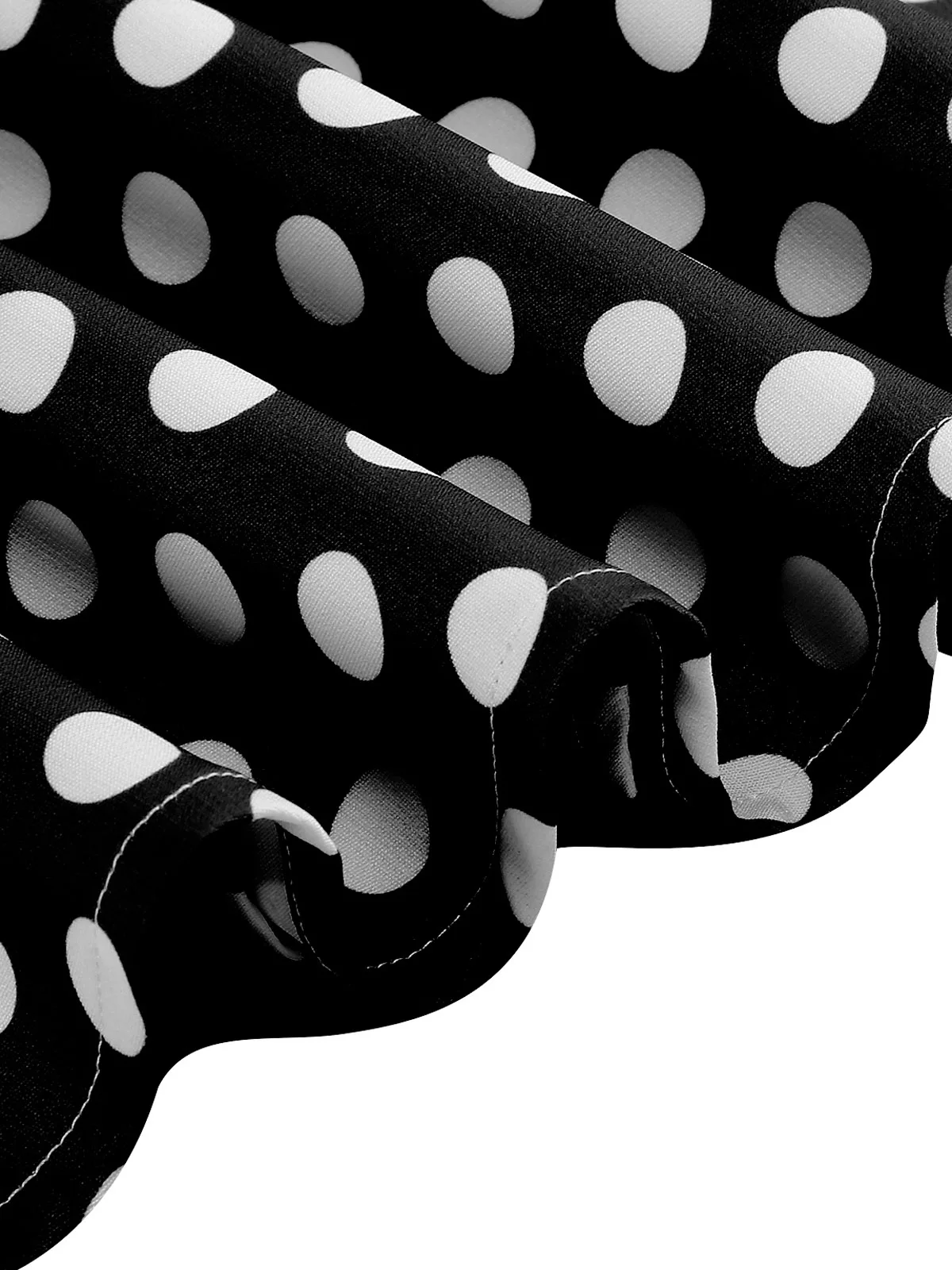 Tonval 1950s Vintage Party Birthday Dress Summer Clothing for Women Bow Neck Polka Dot Print Midi Swing Dresses