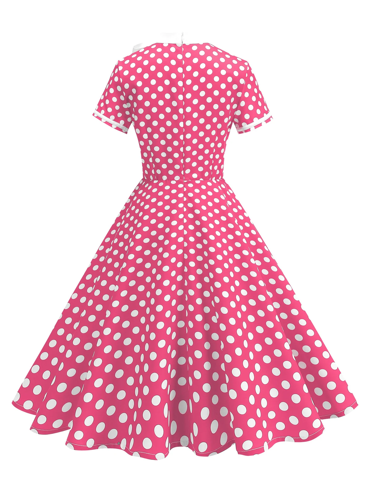 Tonval 1950s Vintage Party Birthday Dress Summer Clothing for Women Bow Neck Polka Dot Print Midi Swing Dresses