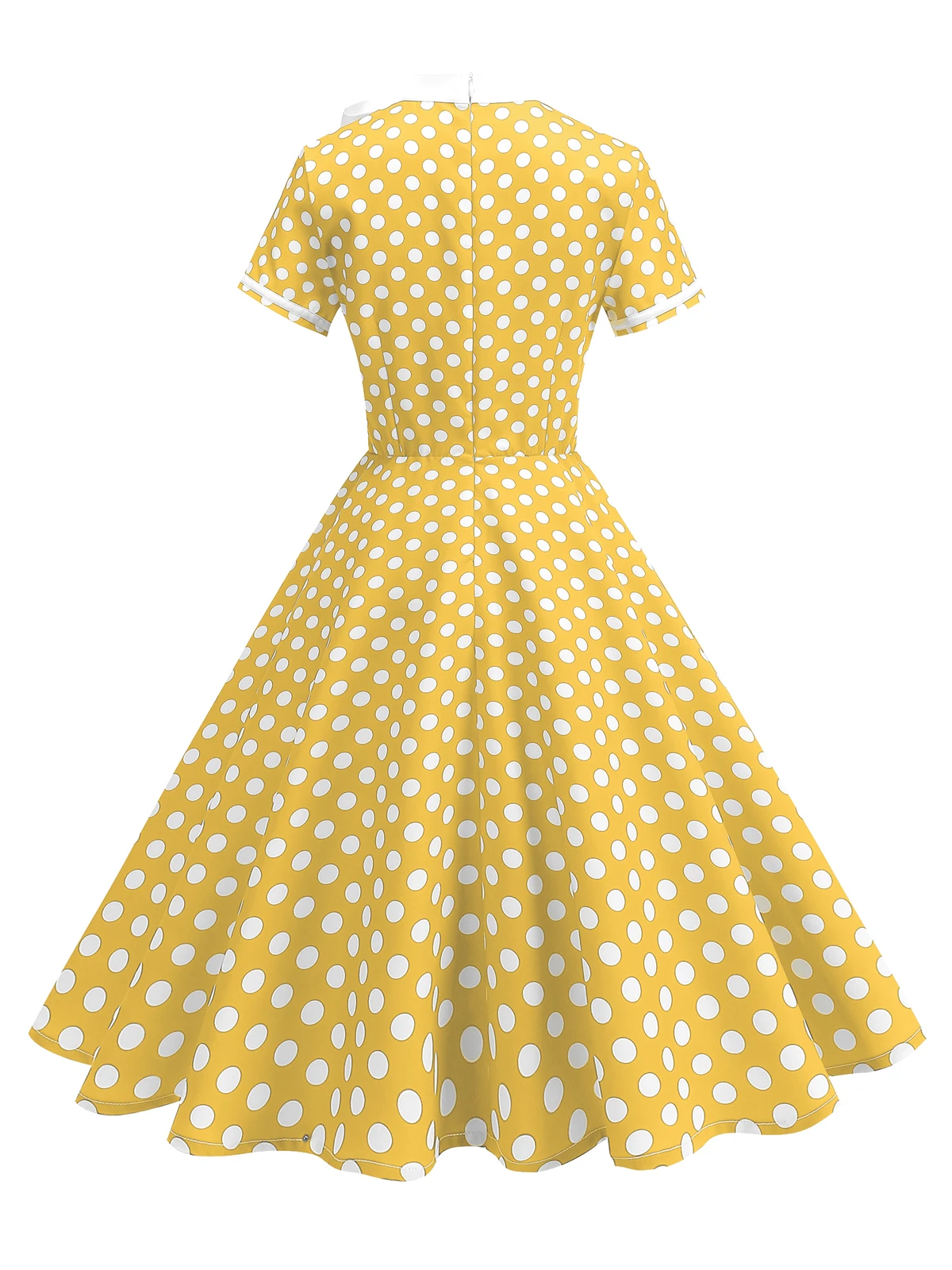 Tonval 1950s Vintage Party Birthday Dress Summer Clothing for Women Bow Neck Polka Dot Print Midi Swing Dresses