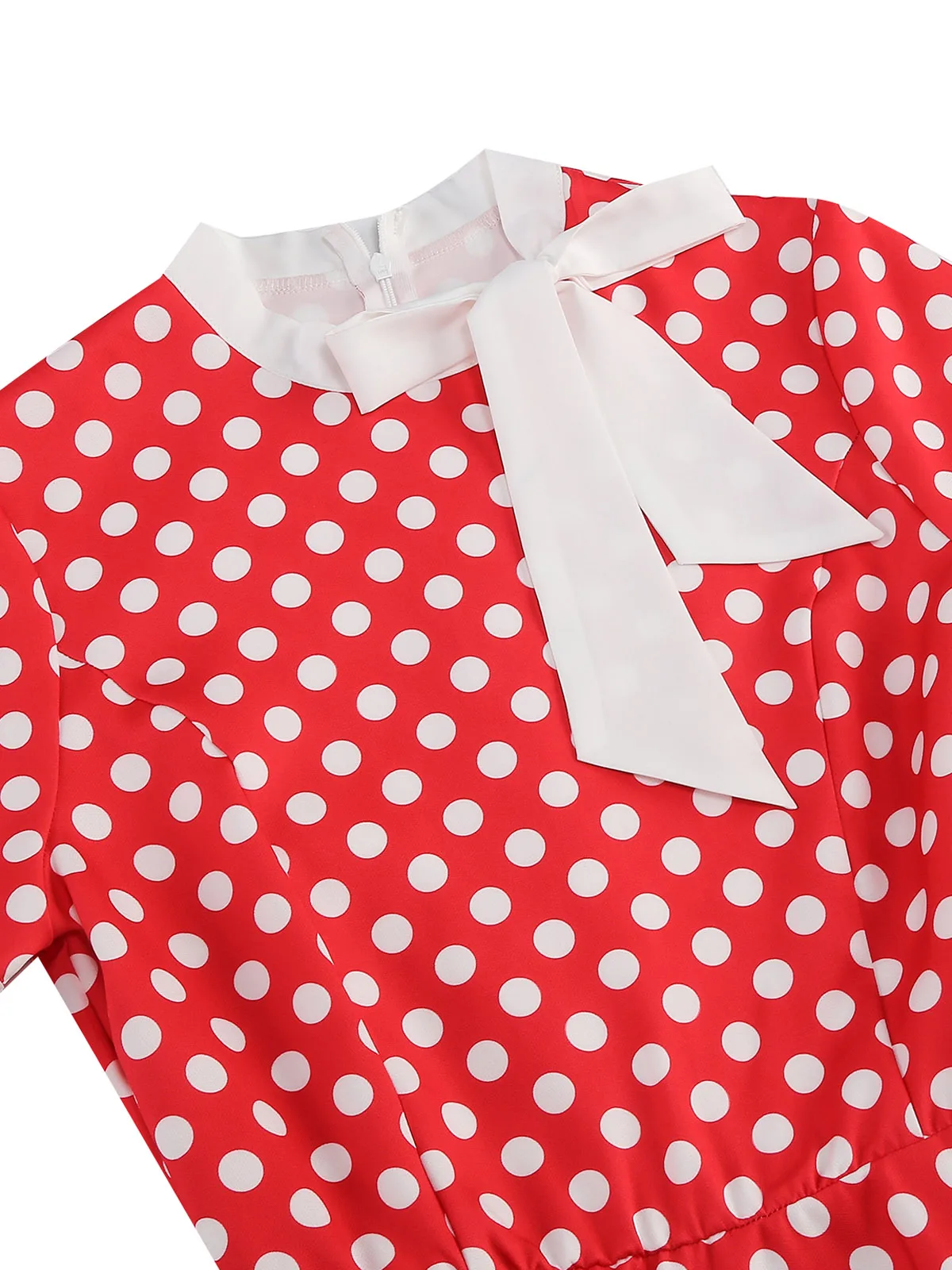 Tonval 1950s Vintage Party Birthday Dress Summer Clothing for Women Bow Neck Polka Dot Print Midi Swing Dresses