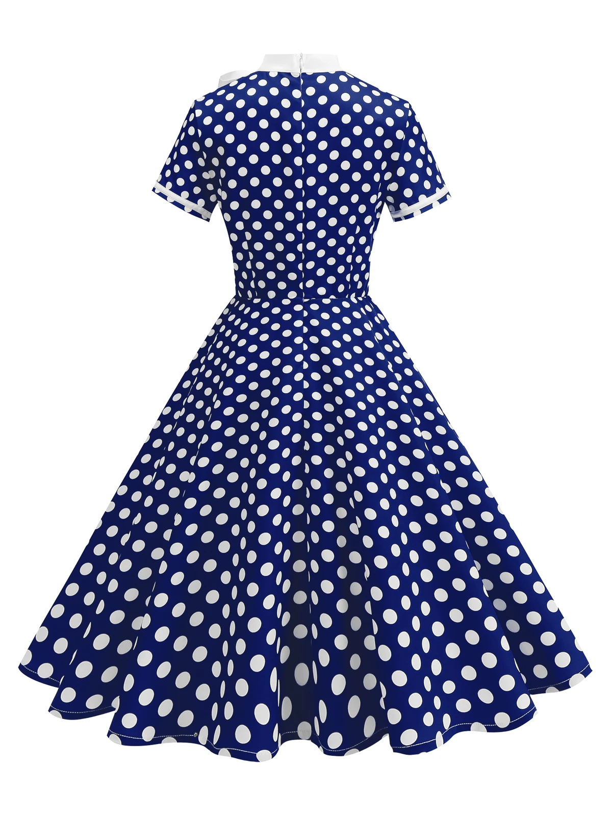 Tonval 1950s Vintage Party Birthday Dress Summer Clothing for Women Bow Neck Polka Dot Print Midi Swing Dresses