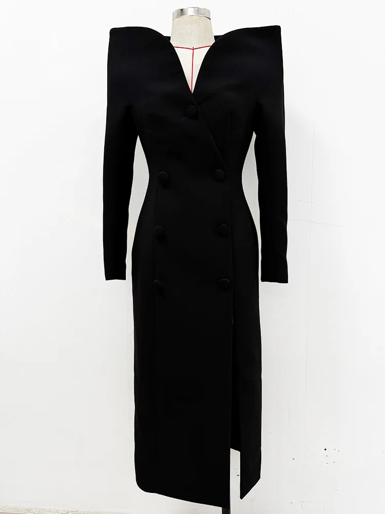 Black Red Color Women Long Sleeve Sexy Off the Shoulder Bodycon Mid-calf Evening Party Dress Celebrity Red Carpet Outfit