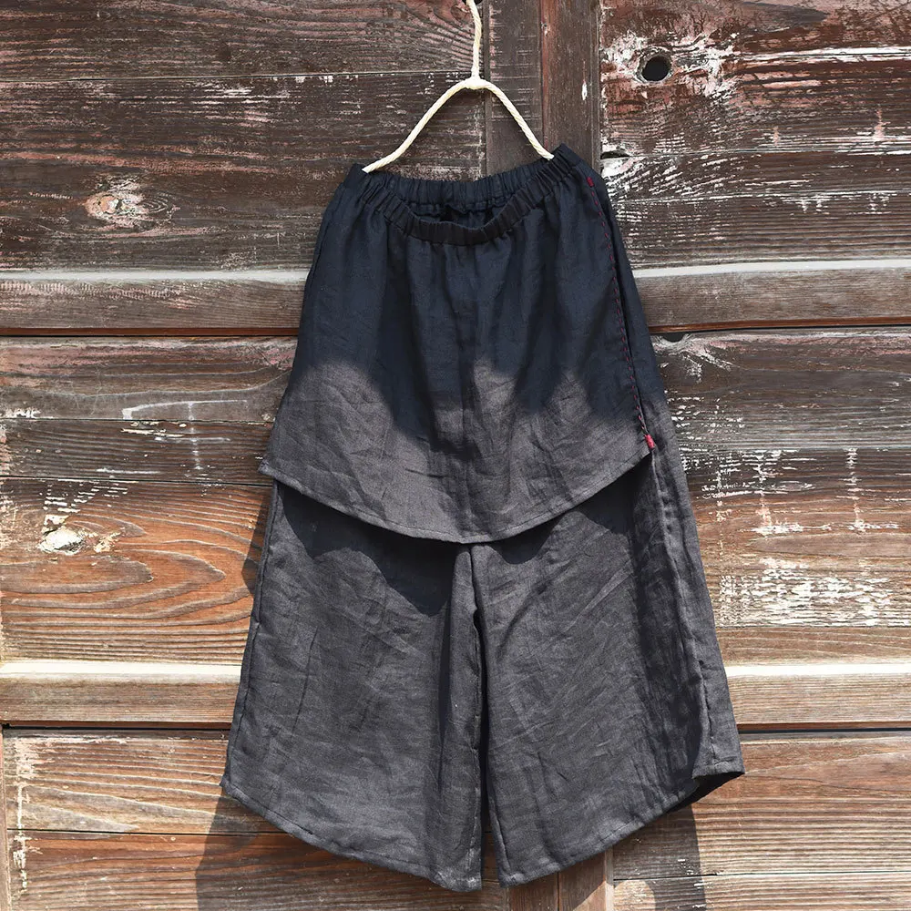 Design Ramie High Quality Wide-Legged Pants Women's New Harajuku Solid Color Trousers Loose Japanese Straight Pants Ropa Mujer