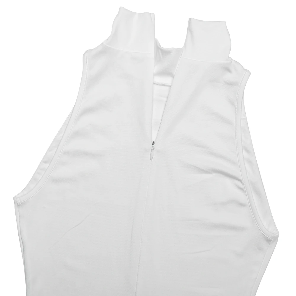JULISSA MO Sexy High Slit Turtleneck Women Maxi Dress White Sleeveless High Waist Dress Femme Summer Slim Elegant Party Clubwear
