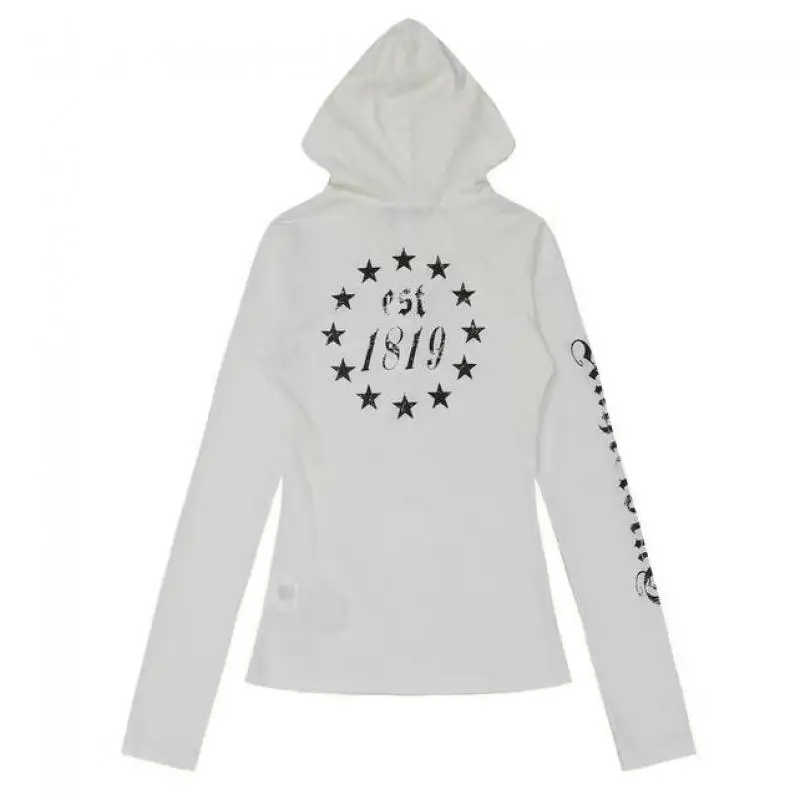 Seeslim Hooded Print Letter Graphic T Shirts Woman Clothes Youthful Long Sleeve 2000s Clothes Y2k Tees Female Clothing Autumn