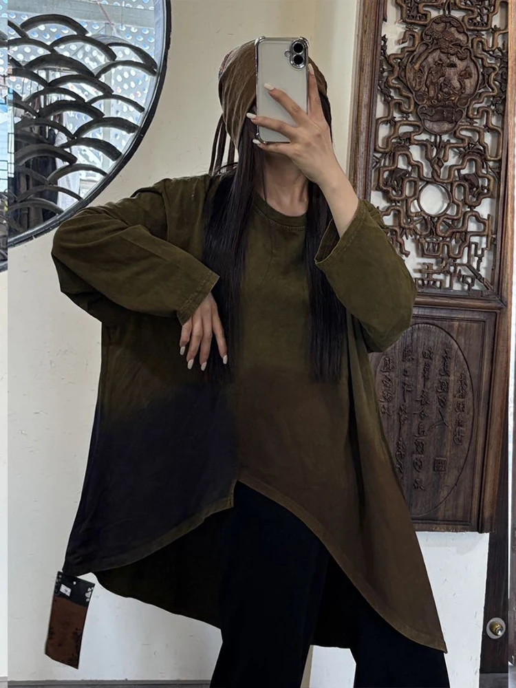 Amax LuluE 2025 Korean Womens Loose Fashion O Neck T-shirts Ladies Vintage Oversized Tops Cotton Leisure Classic Luxury Clothes
