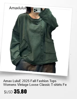 Amax LuluE 2025 Korean Womens Loose Fashion O Neck T-shirts Ladies Vintage Oversized Tops Cotton Leisure Classic Luxury Clothes