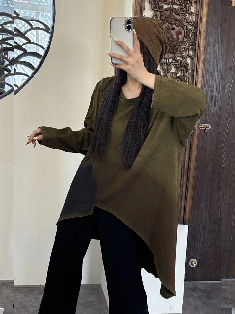 Amax LuluE 2025 Korean Womens Loose Fashion O Neck T-shirts Ladies Vintage Oversized Tops Cotton Leisure Classic Luxury Clothes