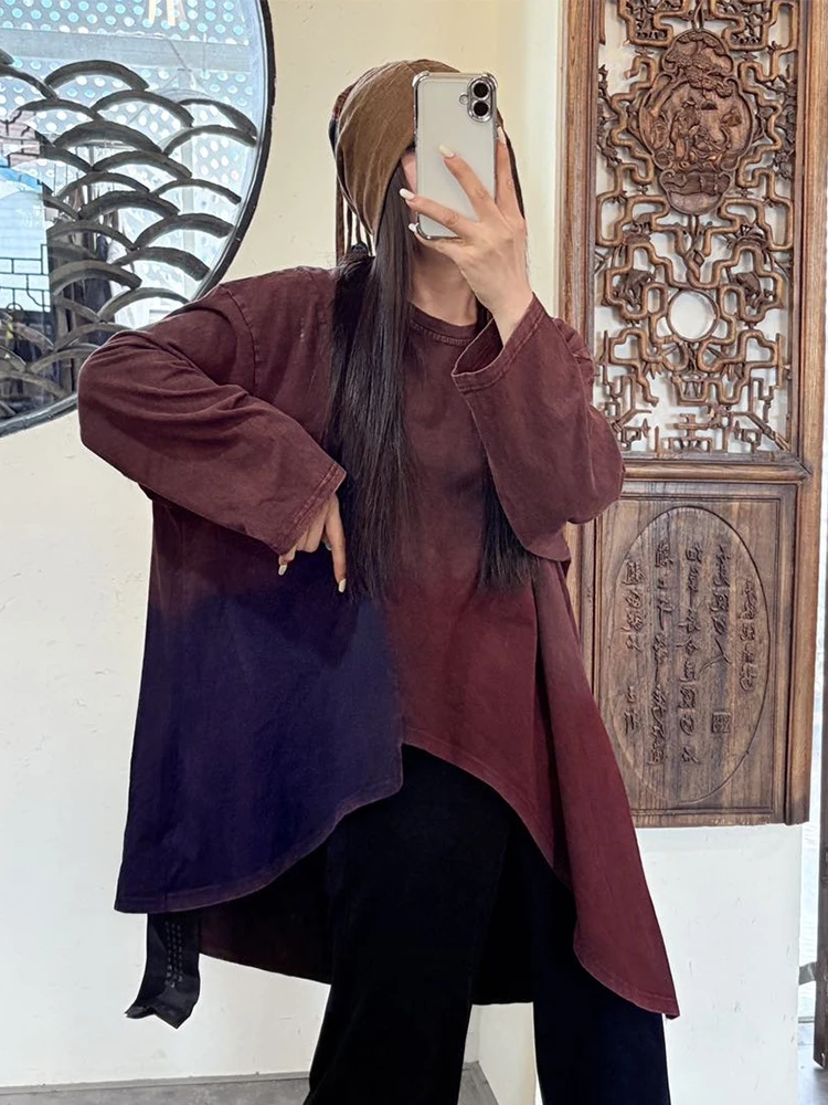 Amax LuluE 2025 Korean Womens Loose Fashion O Neck T-shirts Ladies Vintage Oversized Tops Cotton Leisure Classic Luxury Clothes