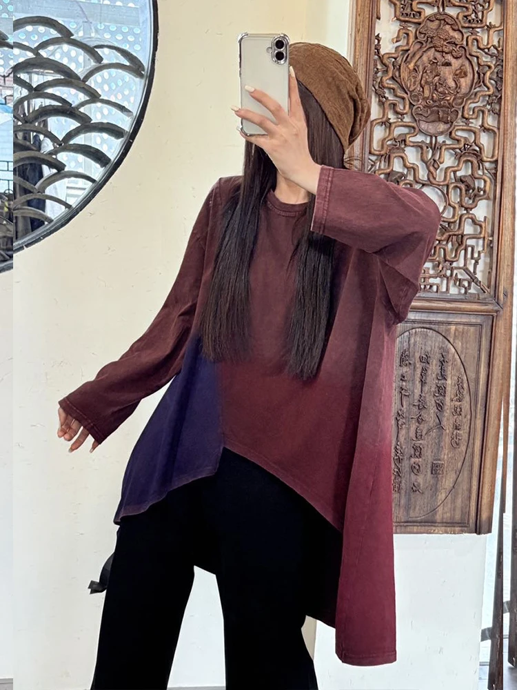Amax LuluE 2025 Korean Womens Loose Fashion O Neck T-shirts Ladies Vintage Oversized Tops Cotton Leisure Classic Luxury Clothes