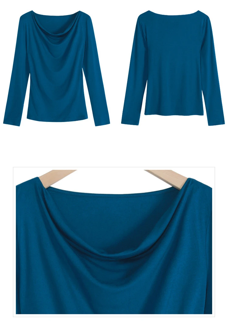 Korean Coffee Long Sleeved T-Shirt for Women's Autumn New High-End Cotton Fashion Plus V-Neck Casual Top