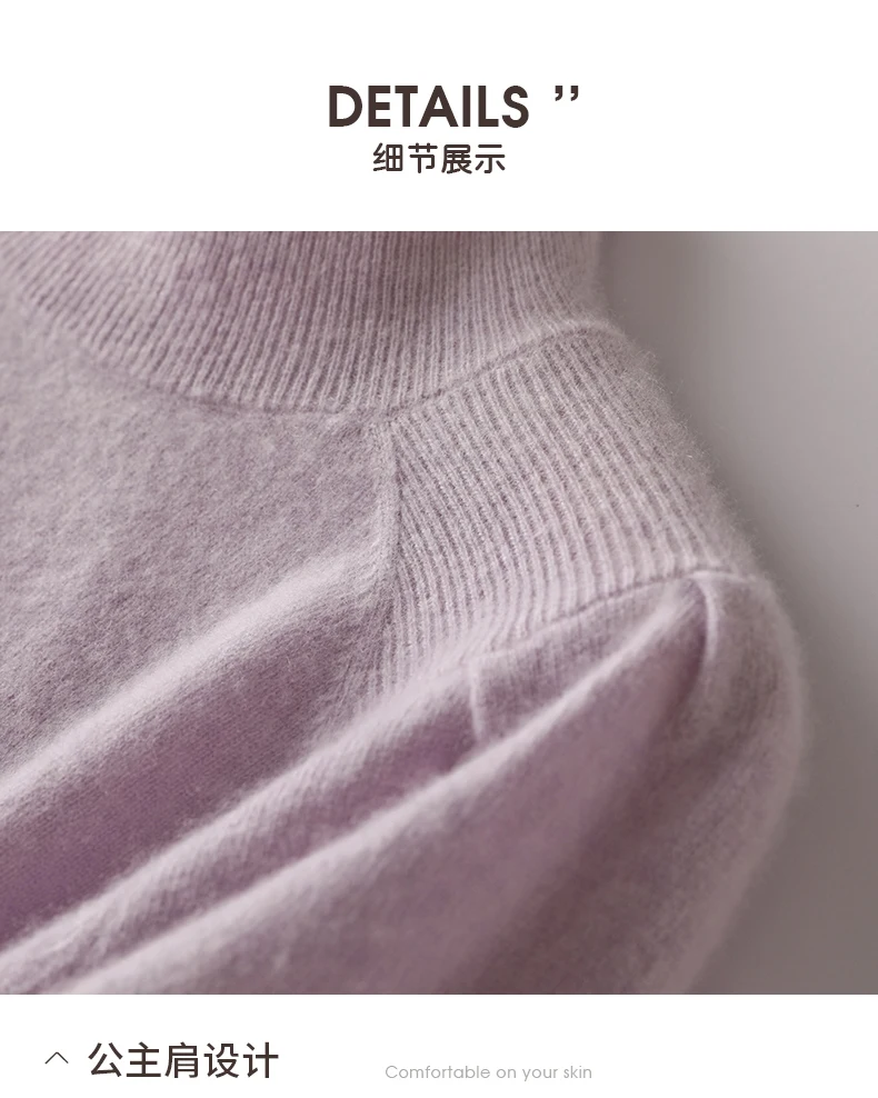 New 100% Merino Wool Sweater for Women Mock Collar Puff Sleeve Pullover Casual Knitted Top Female Autumn Winter Cashmere Warm