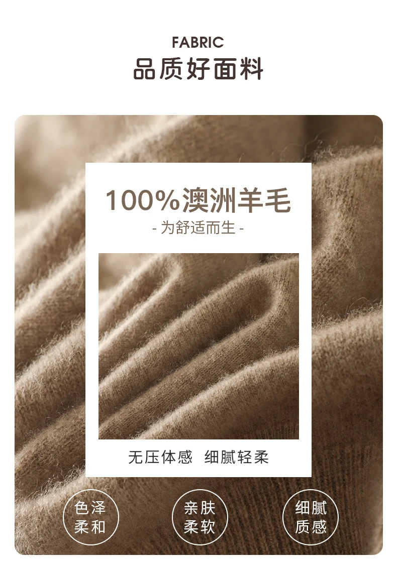 New 100% Merino Wool Sweater for Women Mock Collar Puff Sleeve Pullover Casual Knitted Top Female Autumn Winter Cashmere Warm