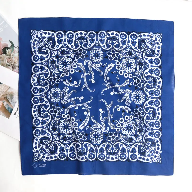 New High Quality Hip Hop 100% Cotton Bandana Square Scarf Black Paisley Riding Headband Printed Gifts for Women/Men/Boys/Girls