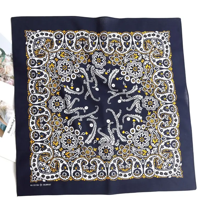 New High Quality Hip Hop 100% Cotton Bandana Square Scarf Black Paisley Riding Headband Printed Gifts for Women/Men/Boys/Girls